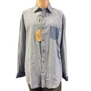 Italia Men's Blue Cotton Button Up Long Sleeve Size L  SKU 2207